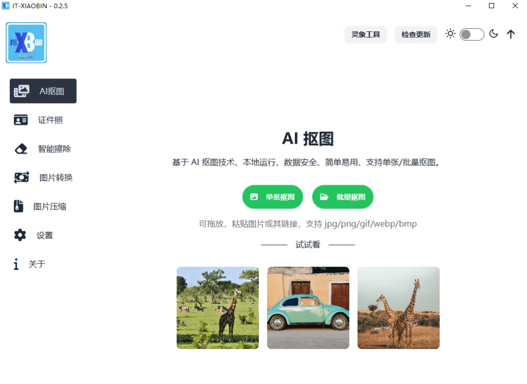 离线 AI 抠图软件主界面